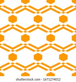 Seamless pattern. Rhombuses, parallelograms, chevrons, hexagons ornament. Ethnic wallpaper. Shapes background. 