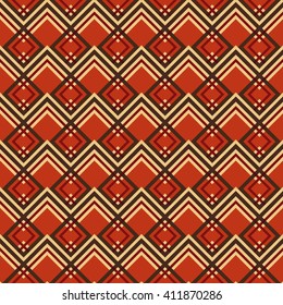 Seamless pattern of rhombuses. Red-brown geometrical pattern of squares. Vector seamless pattern. Modern stylish texture. 