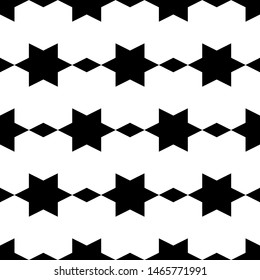 Seamless pattern. Rhombuses, stars ornament. Polygons, figures background. Simple shapes wallpaper. Geometrical backdrop. Digital paper, web designing, textile print. Vector.