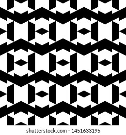 Seamless pattern. Rhombuses, trapeziums, figures ornament. Folk wallpaper. Ethnic motif. Simple shapes background. Geometric backdrop. Digital paper, textile print, web design, abstract.