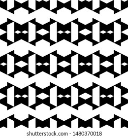 Seamless pattern. Rhombuses, trapeziums, figures ornament. Folk wallpaper. Ethnic motif. Simple shapes background. Geometric backdrop. Digital paper, textile print, web design, abstract.