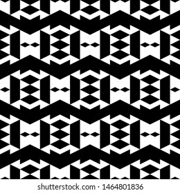 Seamless pattern. Rhombuses, trapeziums, triangles, figures ornament. Folk wallpaper. Ethnic motif. Simple shapes background. Geometric backdrop. Digital paper, textile print, web design, abstract.