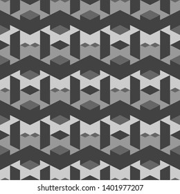 Seamless pattern. Rhombuses, triangles, chevrons, figures ornament. Folk wallpaper. Ethnic motif. Simple shapes background. Geometric backdrop. Digital paper, textile print, web design, abstract