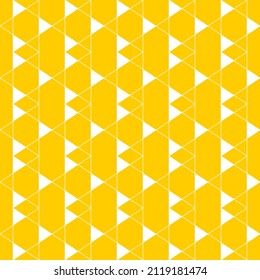 Nahtlose Muster von Hombussen und Dreiecken. Geometrischer orangefarbener Hintergrund.