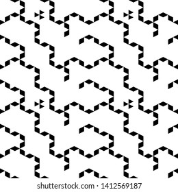 Seamless pattern. Rhombuses, triangles ornament. Geometrical backdrop. Abstract background. Polygons motif. Geometric figures wallpaper. Digital paper, textile print, web design. Vector
