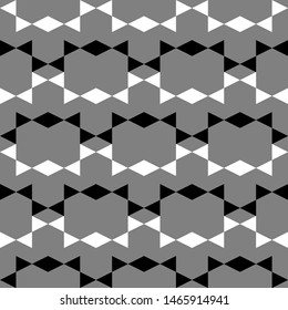 Seamless pattern. Rhombuses, triangles ornament. Polygons background. Simple shapes wallpaper. Geometrical backdrop. Digital paper, web designing, textile print. Vector.