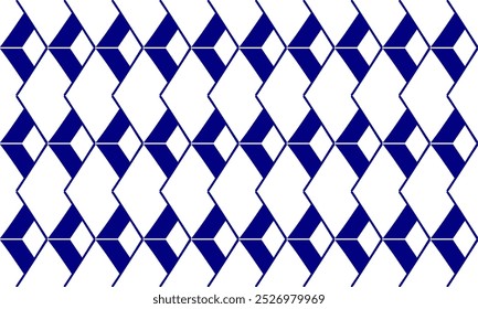 Seamless pattern with rhombuses in white and blue diamond line net, with squares block arrange as wall design for fabric print, wallpaper, background, vertical strip