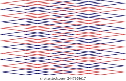 Seamless pattern with rhombuses in white red and blue, colors of national flag, diamond block vertical strip, with squares block arrange as wall design for fabric print, wallpaper, background

