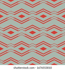 Seamless pattern. Rhombuses, zigzag lines background. Ethnic wallpaper. Diamonds, jagged stripes ornament. Folk motif. Shapes backdrop. Digital paper, web design, textile print, abstract. Vector.