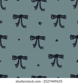 Patrón sin fisuras con la cinta, lazo. coqueta, fondo del patrón, impresión, patrón, tarjeta de felicitación, papel de embalaje, moda, tela, textil, Fondo de pantalla, cubierta. Arte vectorial de doodle ingenuo infantil
