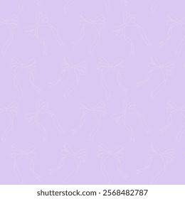 Seamless pattern with ribbon bows. Ballet, coquette core print. Elegant coquette ribbon background. 