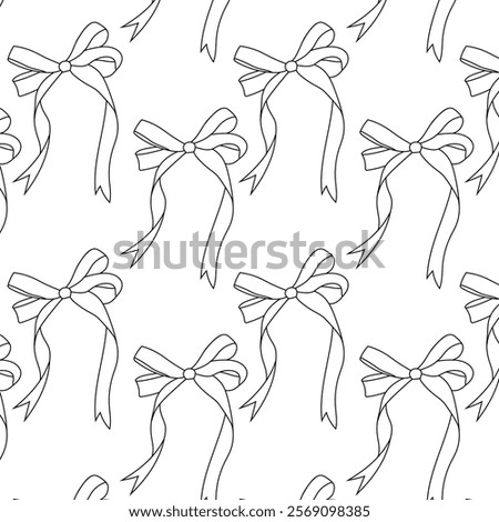 Seamless pattern with ribbon bows. Ballet, coquette core print. Elegant coquette ribbon background.