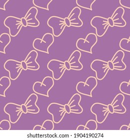 Seamless pattern ribbon and heart with a charming outline view. suitable for background, fashion, decoration, etc.