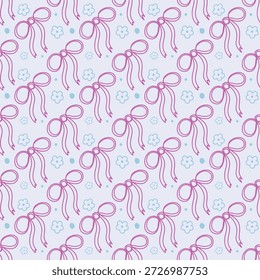 seamless pattern ribbon pink With flowers