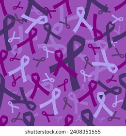 Seamless pattern with ribbons on purple background for Workers' Memorial Day Vector illustration
