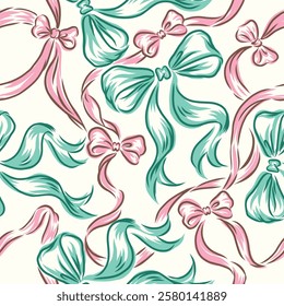 Seamless pattern of ribbons for textile, wallpaper and so on. You can change ribbon and background color from the EPS file.