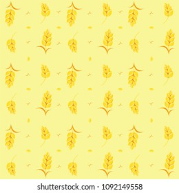 Seamless Pattern Rice On Yellow Pastel Background. Vector illustration.