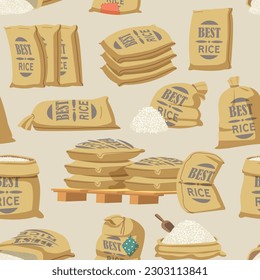 Seamless Pattern With Rice Sacks Features A Repeating Design Of Natural Jute Sacks Commonly Used For Rice Storage