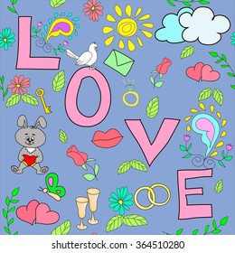 Seamless pattern with rings and letters love, can be used for wallpaper, pattern fills, web page background,surface textures, textiles, cards, postcards