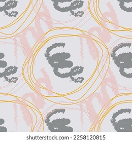 Seamless pattern with rings and swirls.