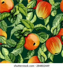 Seamless pattern with ripe apples. Vector illustration