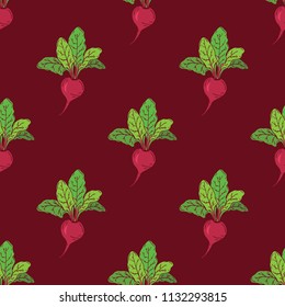 Seamless pattern of Ripe Beets. Vector illustration