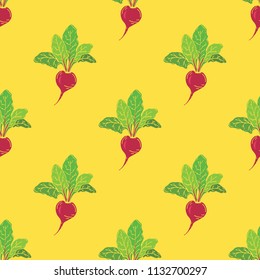 Seamless pattern of Ripe Beets. Vector illustration