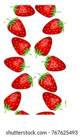 Seamless pattern with ripe, bright, juicy, colorful, large strawberries