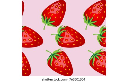 Seamless pattern with ripe, bright, juicy, colorful, large strawberries