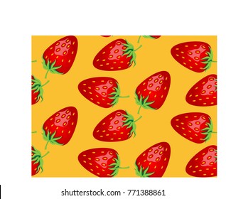 Seamless pattern with ripe, bright, juicy, colorful, large strawberries