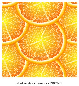Seamless pattern with ripe, bright, juicy, colorful, large slices of citrus lime, lemon, orange, grapeprut