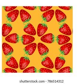 Seamless pattern with ripe, bright, juicy, colorful, large strawberries