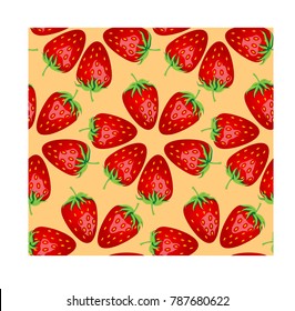 Seamless pattern with ripe, bright, juicy, colorful, large strawberries