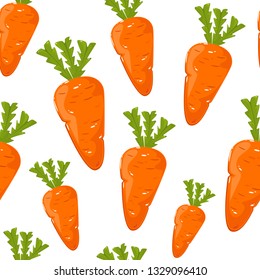 Seamless pattern with ripe carrot on white background, illustration.