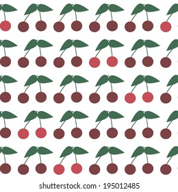 Seamless Pattern with Ripe Cherries. Summer Cherry Vector Background