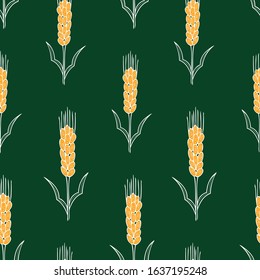 Seamless pattern of ripe ears of wheat