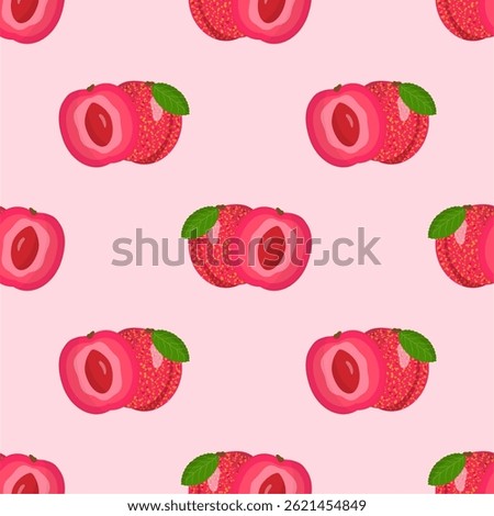Seamless pattern with ripe, juicy plums. Fruit pattern. Can be used for wallpaper, pattern fills, web page background, surface textures