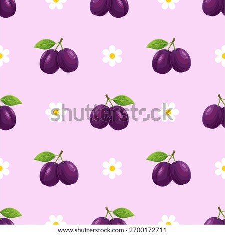 Seamless pattern with ripe, juicy plums. Fruit pattern. Can be used for wallpaper, pattern fills, web page background, surface textures