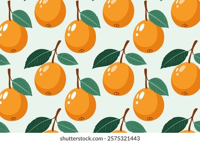 Seamless pattern with ripe loquats. Vector illustration.