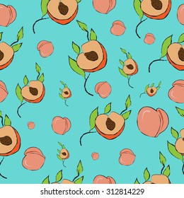 seamless pattern of ripe peach