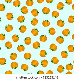 Seamless pattern of ripe pumpkin on a light background. Flat design, vector illustration.