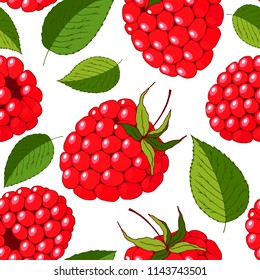 seamless pattern with ripe raspberry