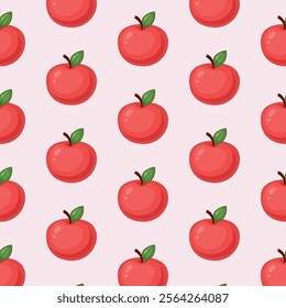 Seamless pattern ripe red apple. Vector illustration