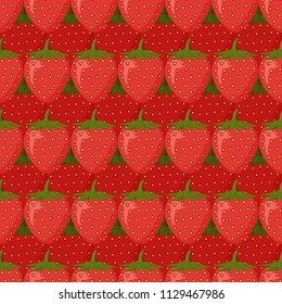 Seamless pattern and ripe red strawberries.Background. Design for banner, poster, textile. Vector illustration.