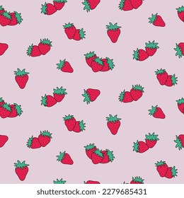 Seamless pattern with ripe strawberries.