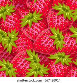 Seamless pattern with a lot of ripe strawberries