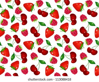 Seamless pattern with ripe summer berries