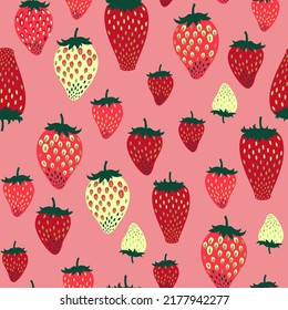 seamless pattern ripe sweet strawberries