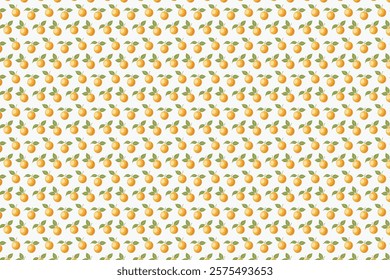 Seamless pattern with ripe yellow minneola and leaves. Vector illustration.