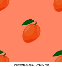 Seamless Pattern with Ripe Yummy Mango. 